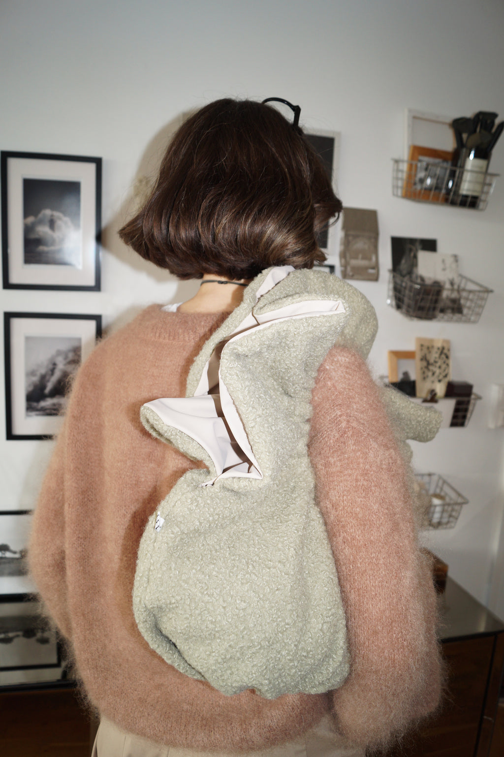 Sac réversible beige & bouclettes