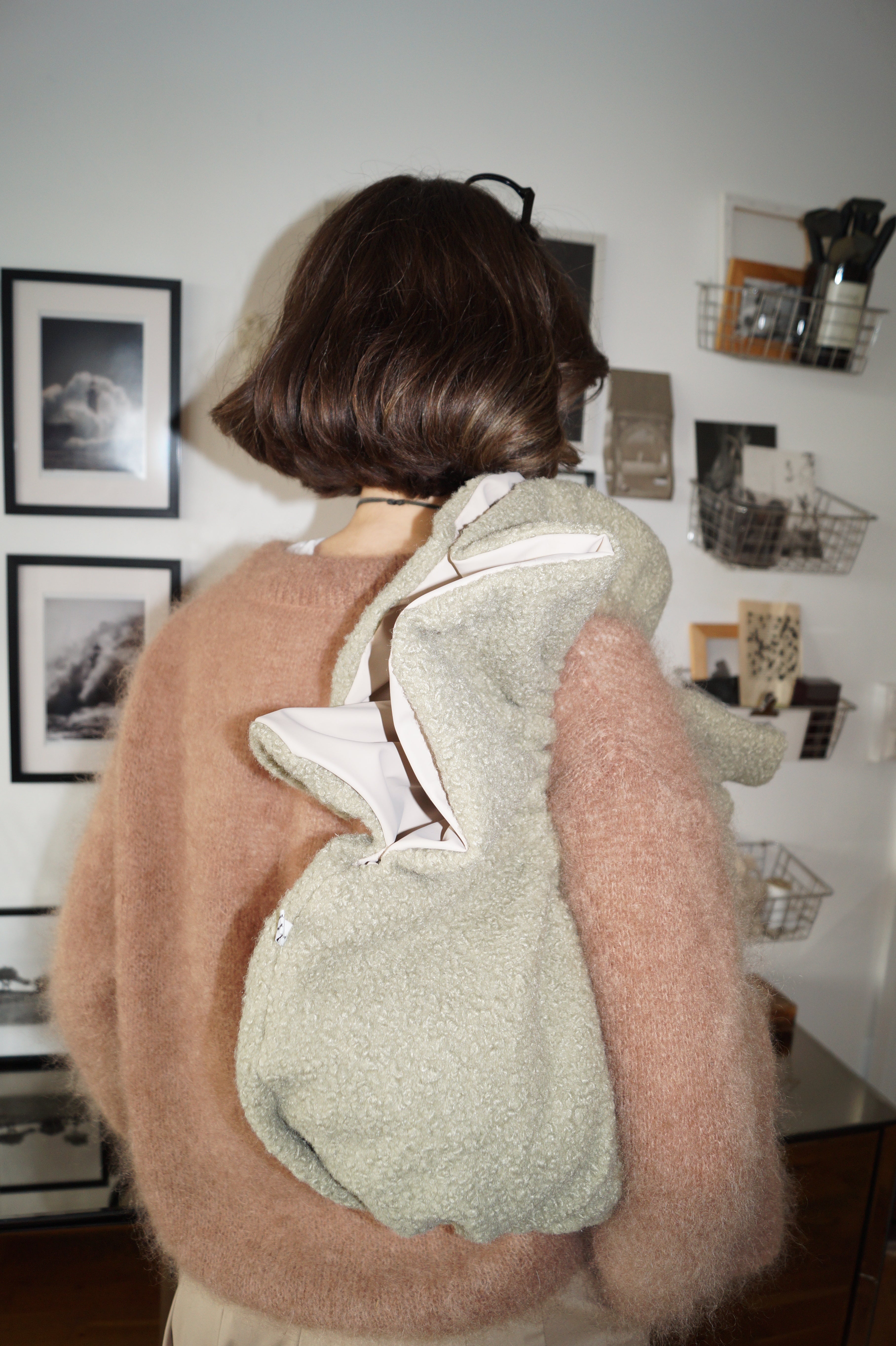 Sac réversible beige & bouclettes