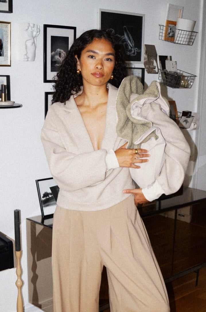 Sac réversible beige & bouclettes